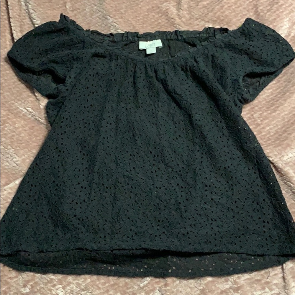 Off shoulder black spring top